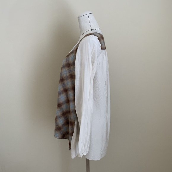 CP Shades Plaid M Cotton Silk Pullover Tunic Top Blouse Size XS Lagenlook Boho - Picture 4 of 10